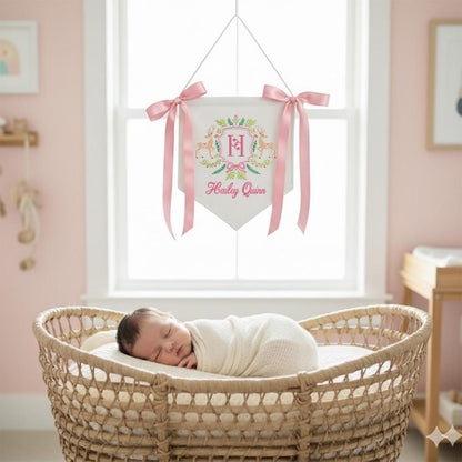 Custom Baby Banner  Welcome Baby , Baby Shower Wreath