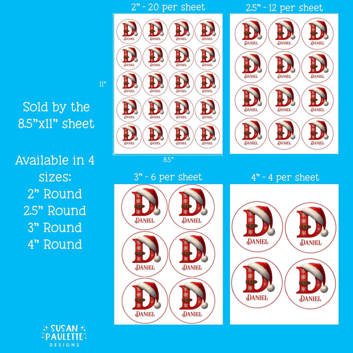 Personalized Initial Stickers for Christmas Gifts,  Christmas Themed Letter Stickers