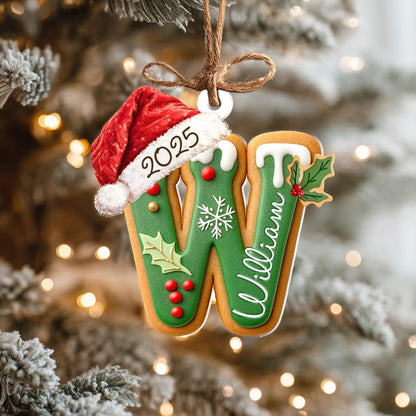 Personalized Gingerbread Letter Ornament, Custom Kids Name Ornament