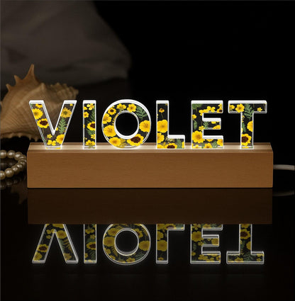Personalized Floral Acrylic Name Lamp with LED RGB Light, Custom Nursery Night Light