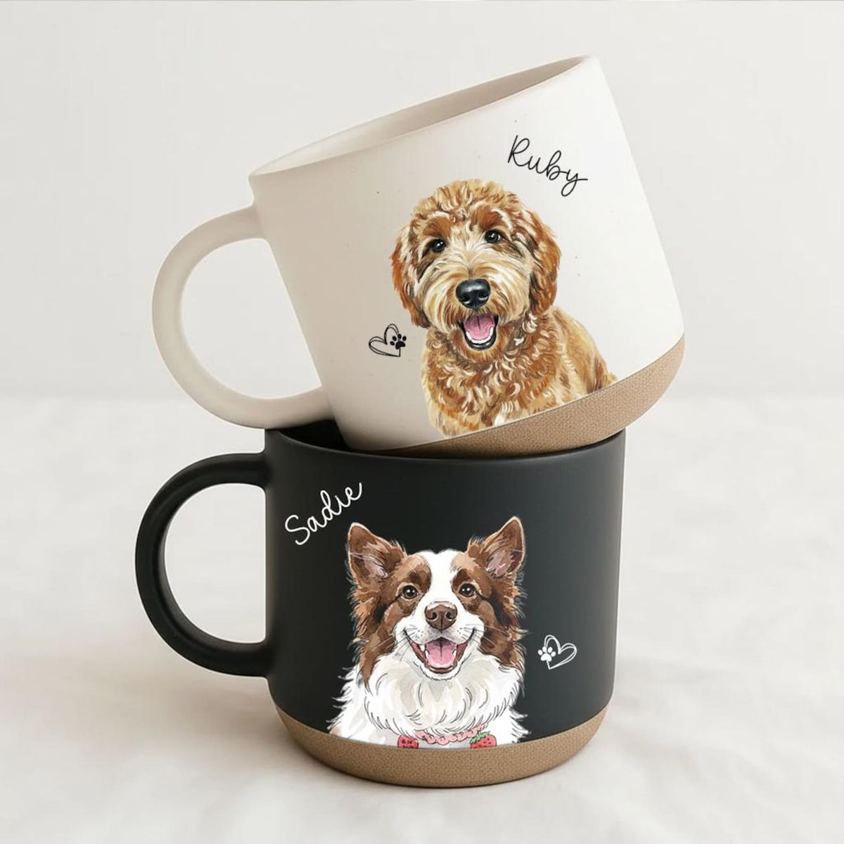 Personalized Watercolor Photo Pet Pottery Mug,Pet Portrait Coffee Cup Gift For Cat Dog Lovers