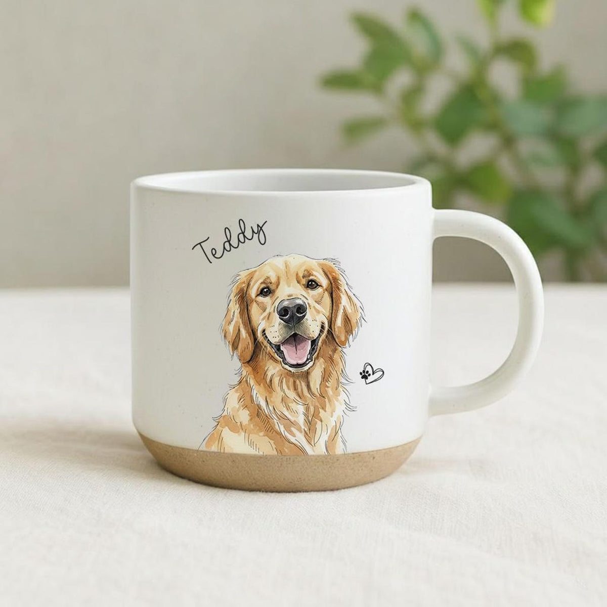 Personalized Watercolor Photo Pet Pottery Mug,Pet Portrait Coffee Cup Gift For Cat Dog Lovers