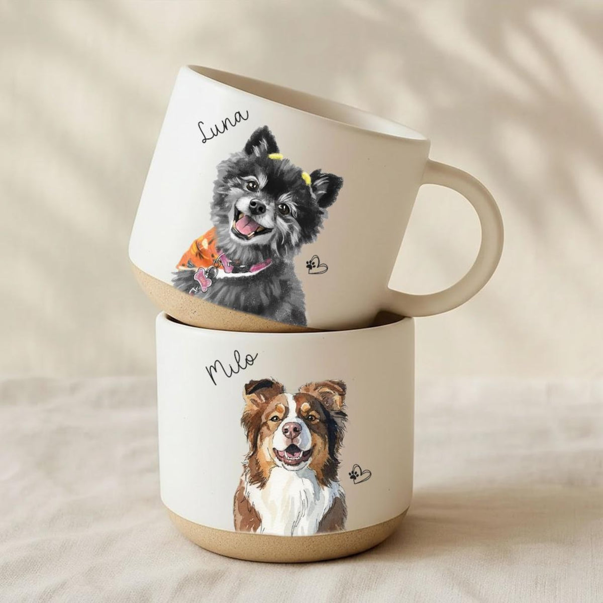 Personalized Watercolor Photo Pet Pottery Mug,Pet Portrait Coffee Cup Gift For Cat Dog Lovers