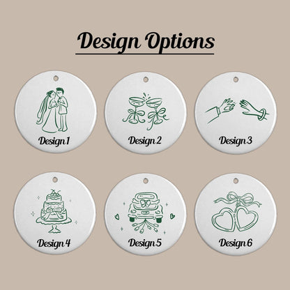 2 Sided Ceramic Ornament, Our First Christmas Engaged, Personalized Engagement Gift for Couples