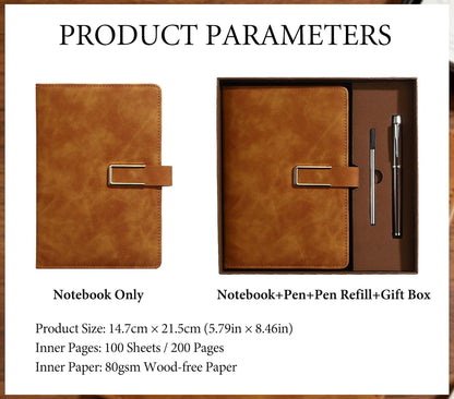 Personalized Birth Flower Notebook & Pen Set, Custom Name Leather Journal Gift
