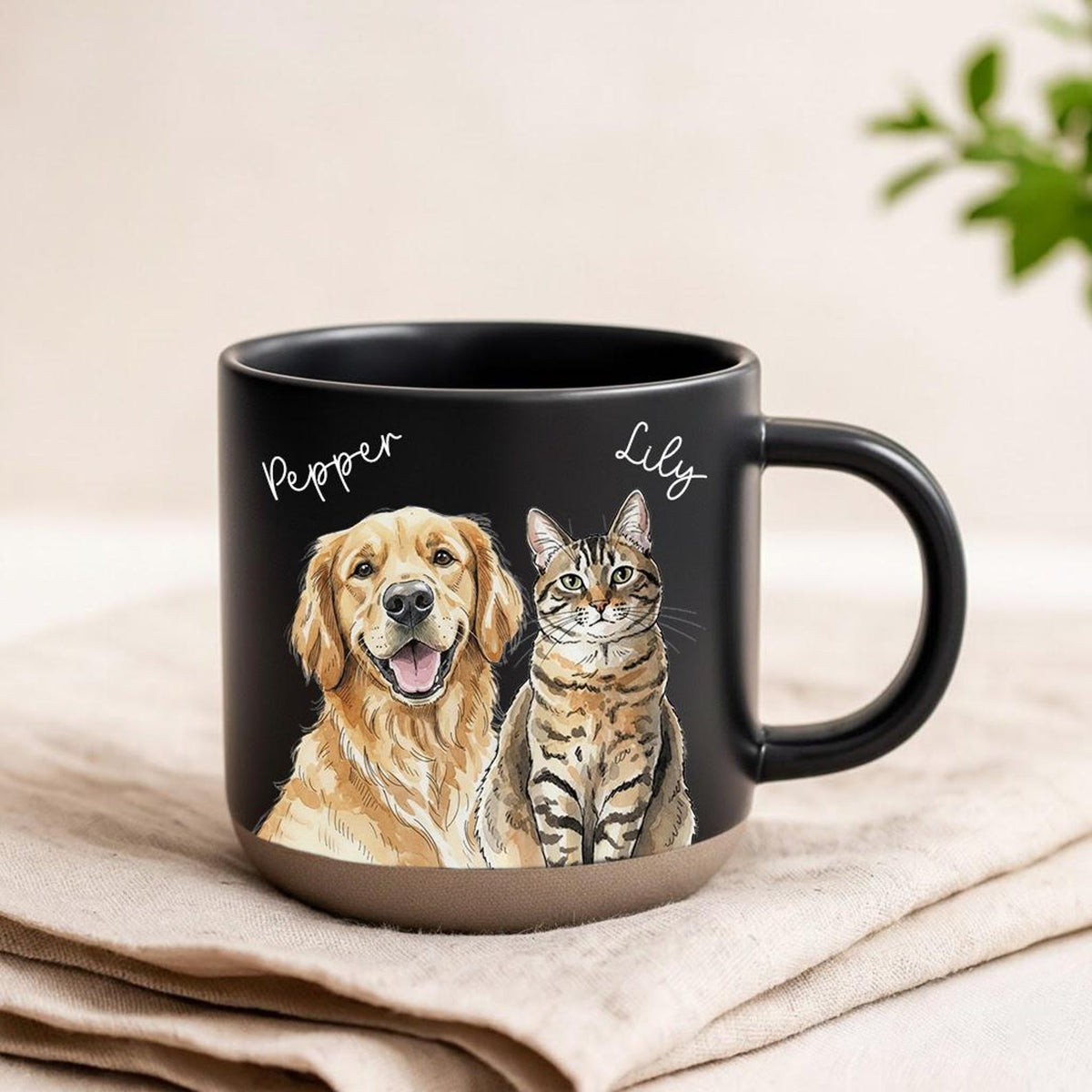 Personalized Watercolor Photo Pet Pottery Mug,Pet Portrait Coffee Cup Gift For Cat Dog Lovers