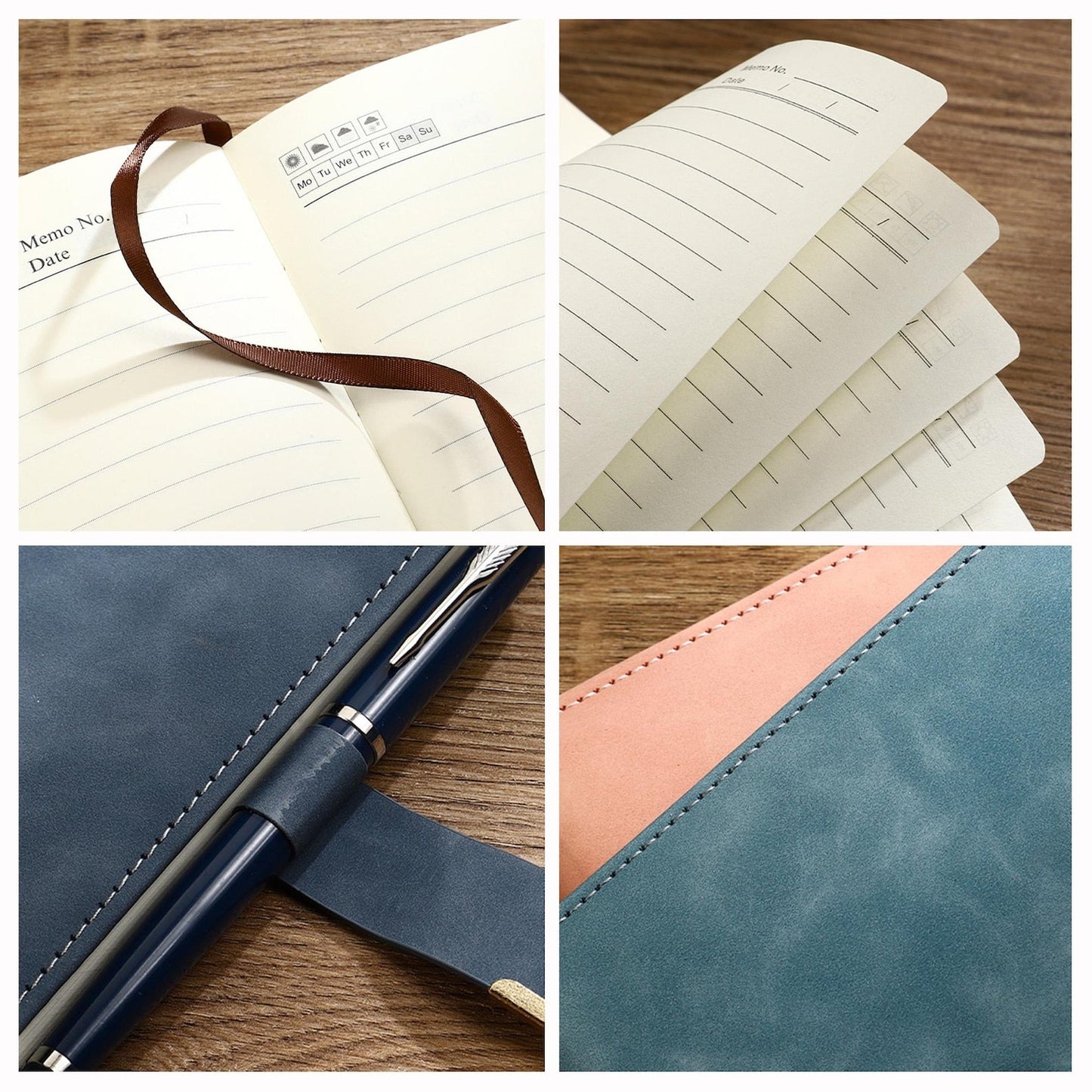 Personalized Birth Flower Notebook & Pen Set, Custom Name Leather Journal Gift