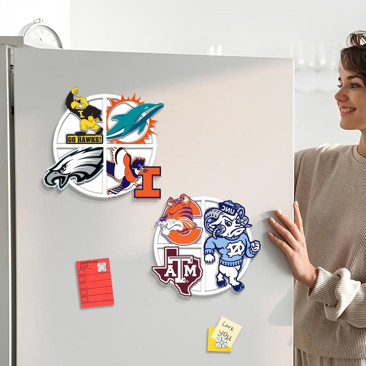 Personalized 3D Sports Teams Collage Acrylic Magnet: Sports Team Mascot Magnet Gift