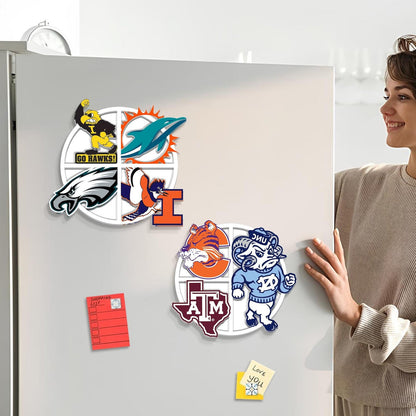 Personalized 3D Sports Teams Collage Acrylic Magnet: Sports Team Mascot Magnet Gift