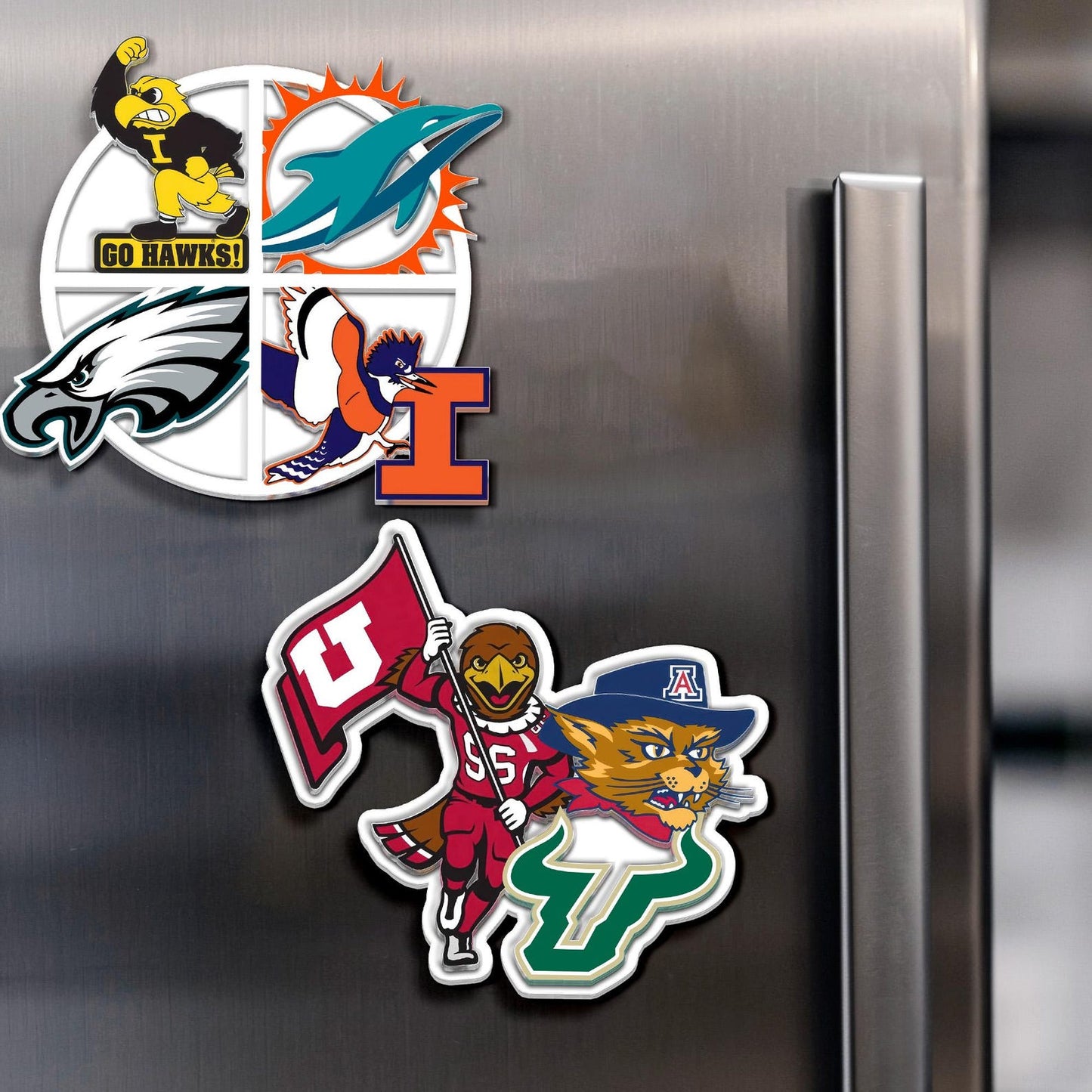 Personalized 3D Sports Teams Collage Acrylic Magnet: Sports Team Mascot Magnet Gift
