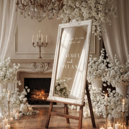 Wedding Decal, Mirror Sticker, Minimalist Welcome Sign, Custom Vinyl Lettering