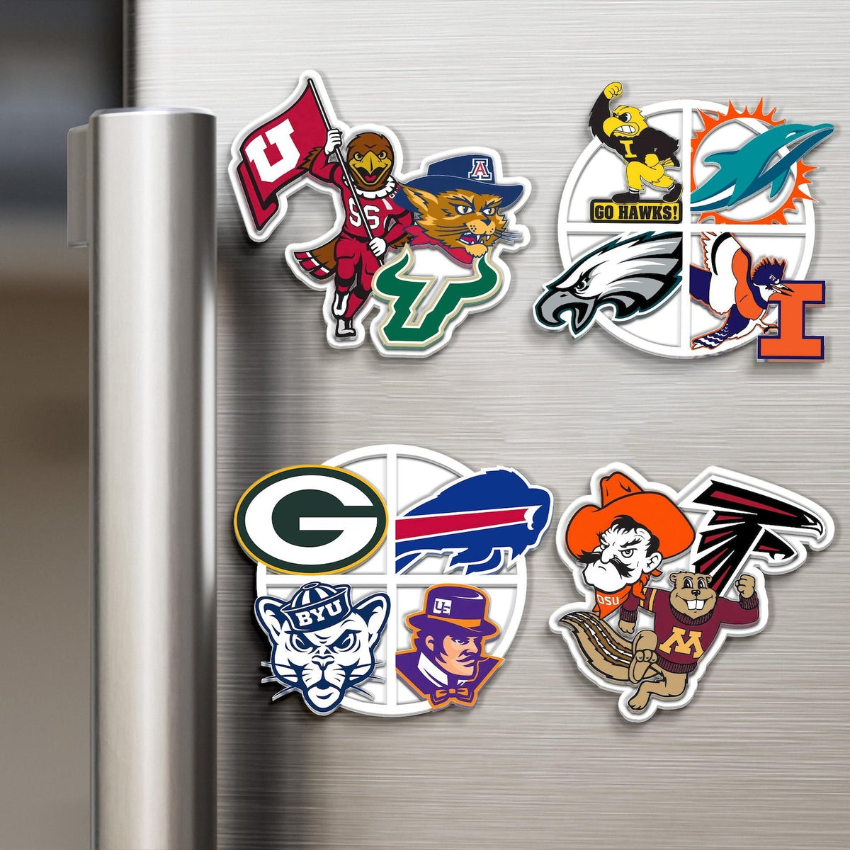 Personalized 3D Sports Teams Collage Acrylic Magnet: Sports Team Mascot Magnet Gift