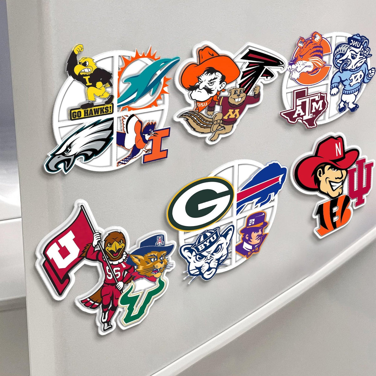 Personalized 3D Sports Teams Collage Acrylic Magnet: Sports Team Mascot Magnet Gift