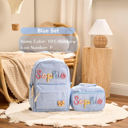 Personalized Set - Backpack and Lunchbag - Back to School Gift - School Lunch Bag