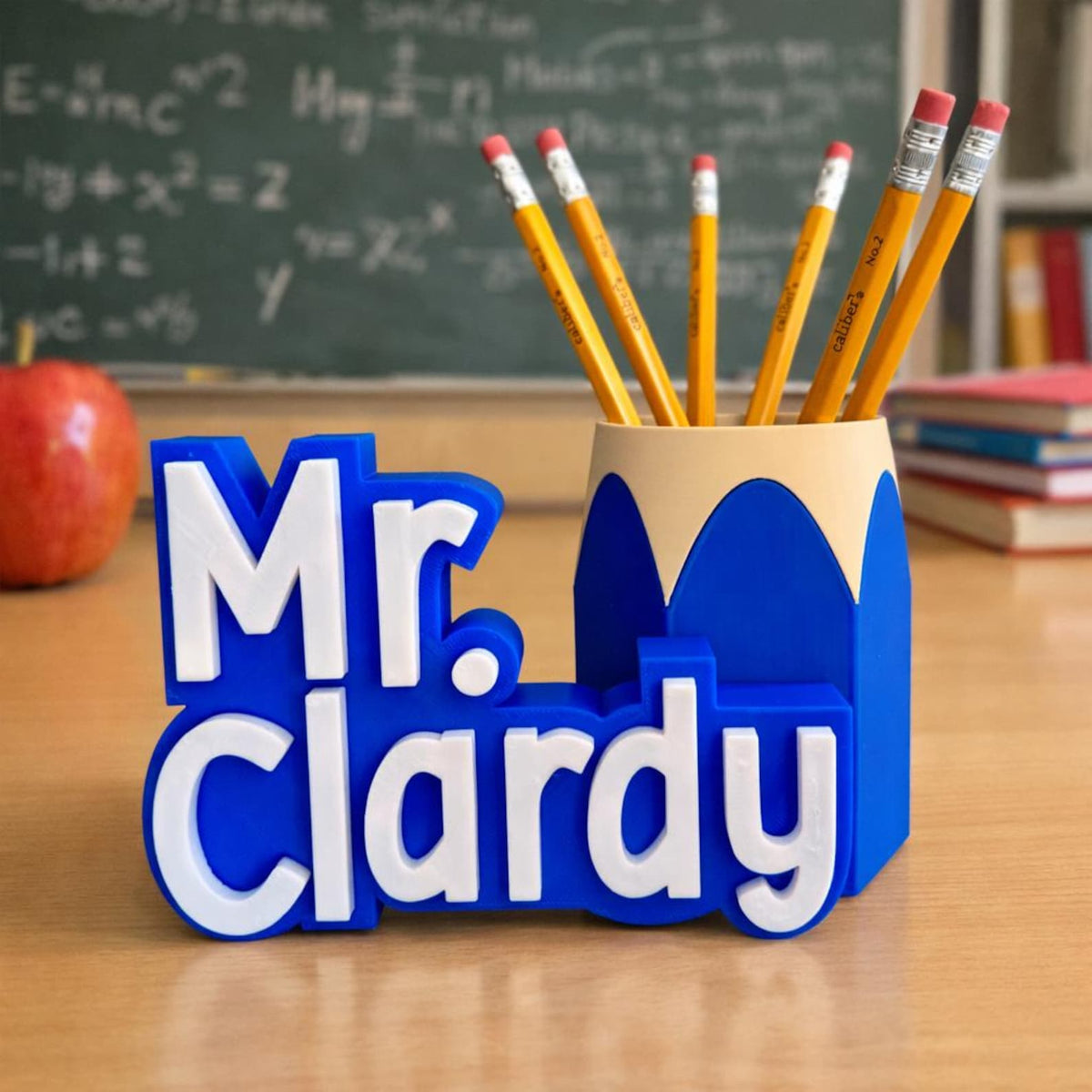 Teacher Desk Name Plate; Custom Pencil/Pen Cup and Name Stand; Personalized Gift