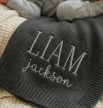 Embroidered Baby Name Outfit Set with Blanket, Personalized Newborn Romper and Hat