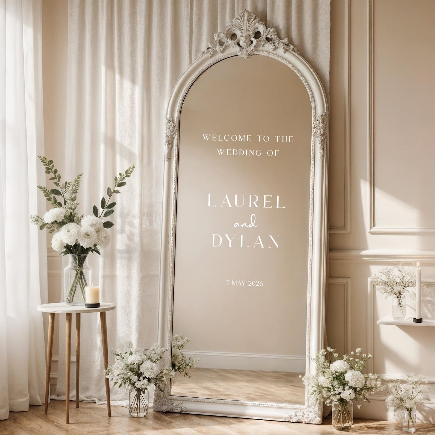 Wedding Decal, Mirror Sticker, Minimalist Welcome Sign, Custom Vinyl Lettering