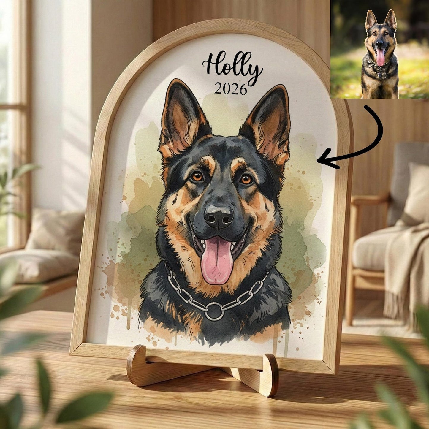 Custom Watercolor Pet Collar Sign| Loss of Dog, Cat Gift| Pet Collar Holder Using