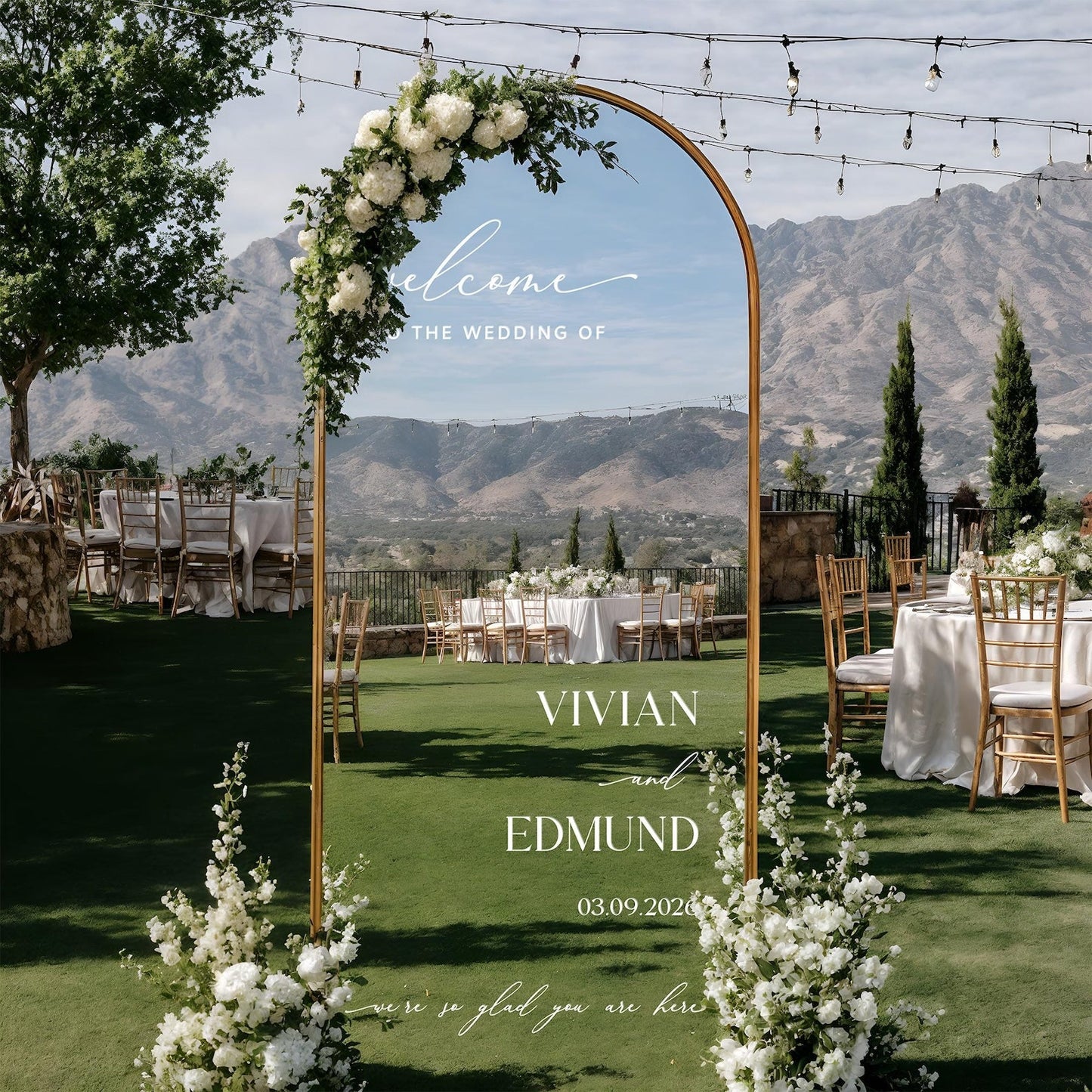Wedding Decal, Mirror Sticker, Minimalist Welcome Sign, Custom Vinyl Lettering