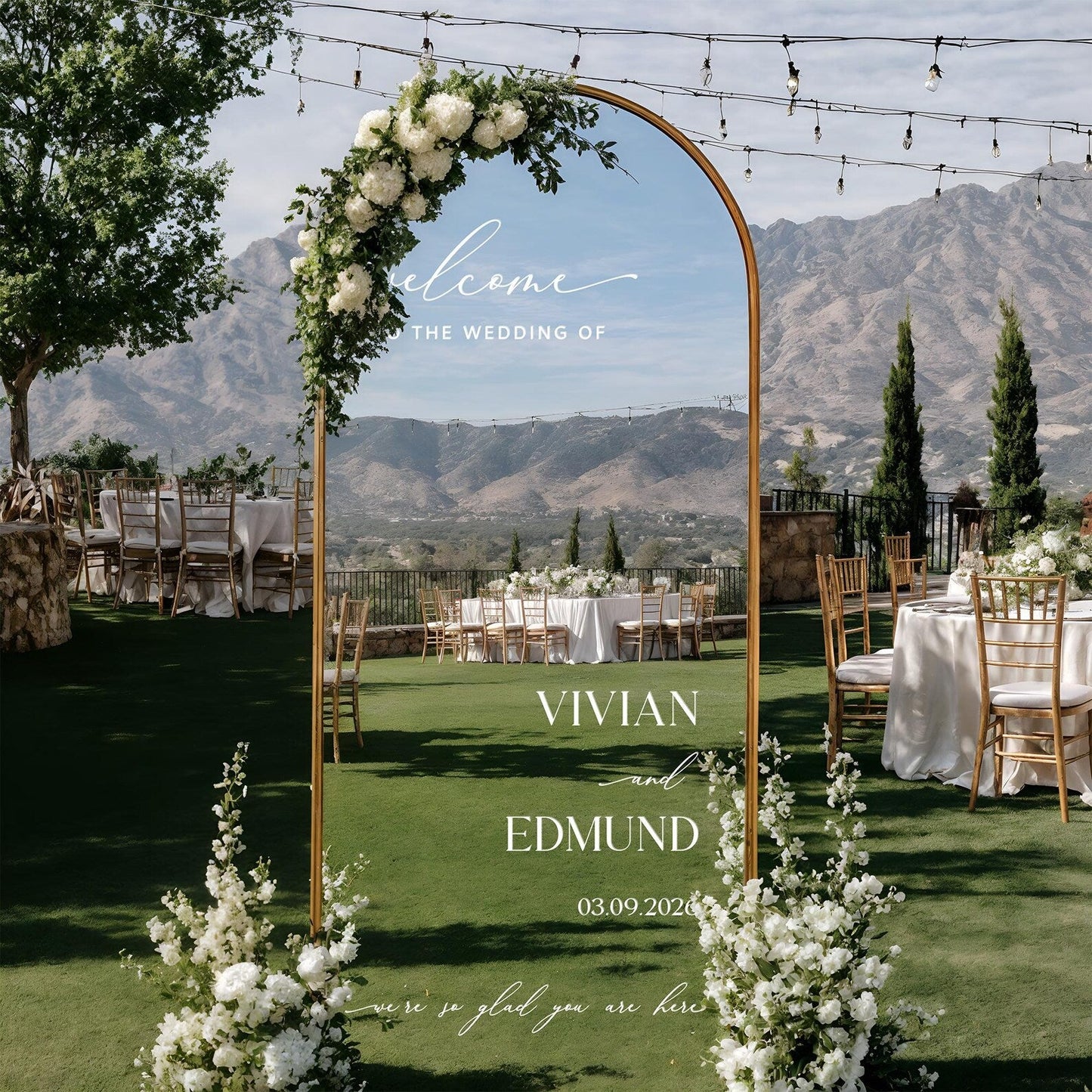 Wedding Decal, Mirror Sticker, Minimalist Welcome Sign, Custom Vinyl Lettering
