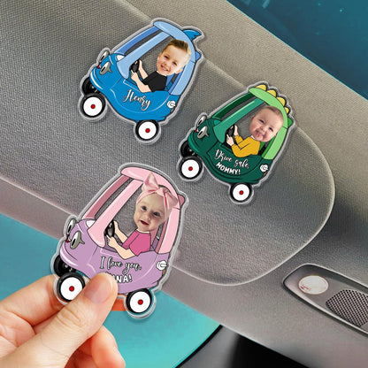 Custom Kids Photo Car Visor Clip: Personalized Fathers Day Gift for Dad,