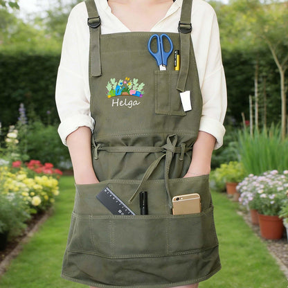 Custom Name Gardening Apron, Gardening Apron With Pockets, Outdoor Tool Apron