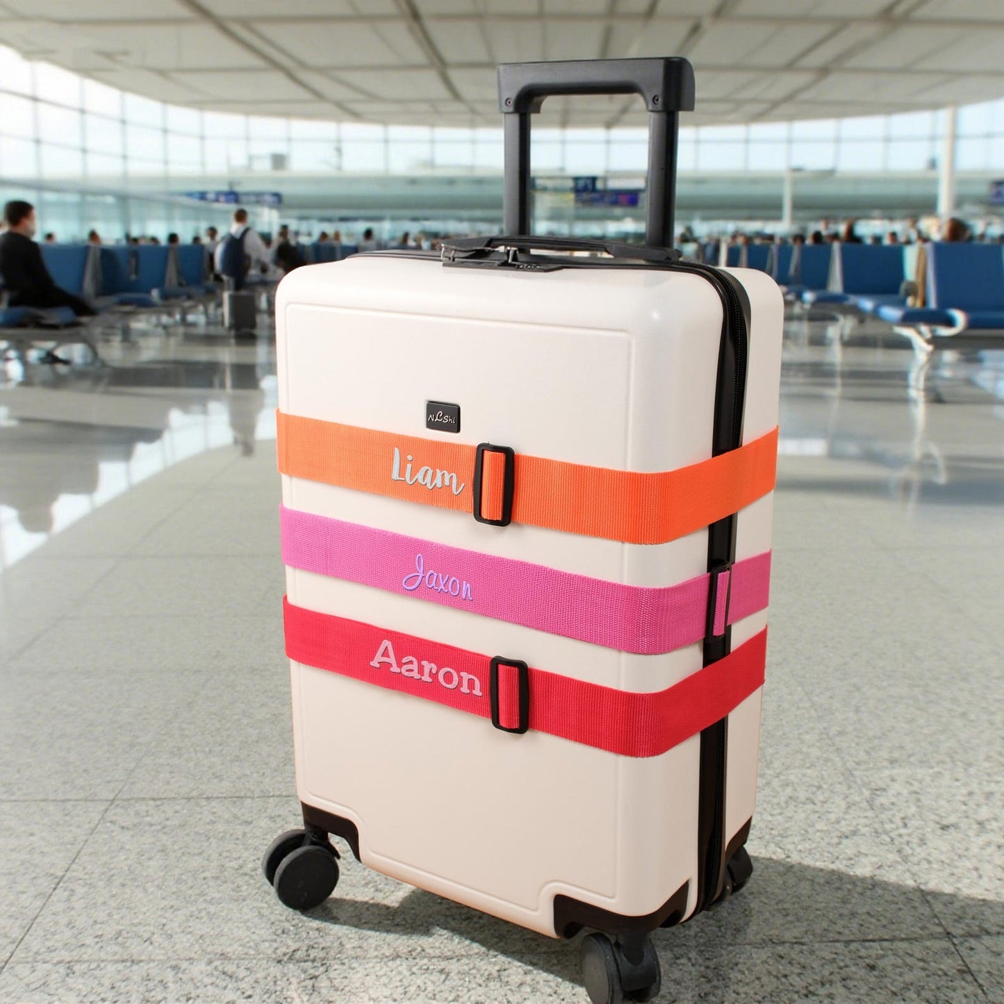 Embroidered Luggage Strap with Lock – 72-Inch Wide Suitcase Belt with Name
