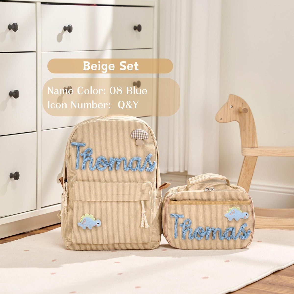 Personalized Set - Backpack and Lunchbag - Back to School Gift - School Lunch Bag