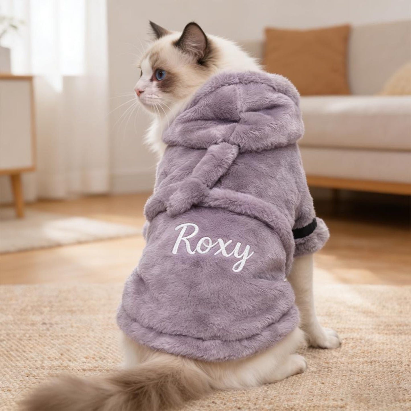 Personalized Dog Bathrobe, Custom Name Embroidered Pet Robe, Cozy Fleece Dog Towel