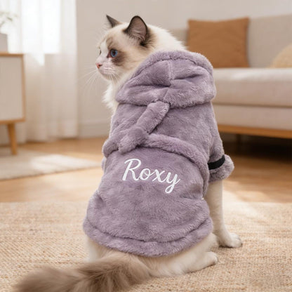 Personalized Dog Bathrobe, Custom Name Embroidered Pet Robe, Cozy Fleece Dog Towel