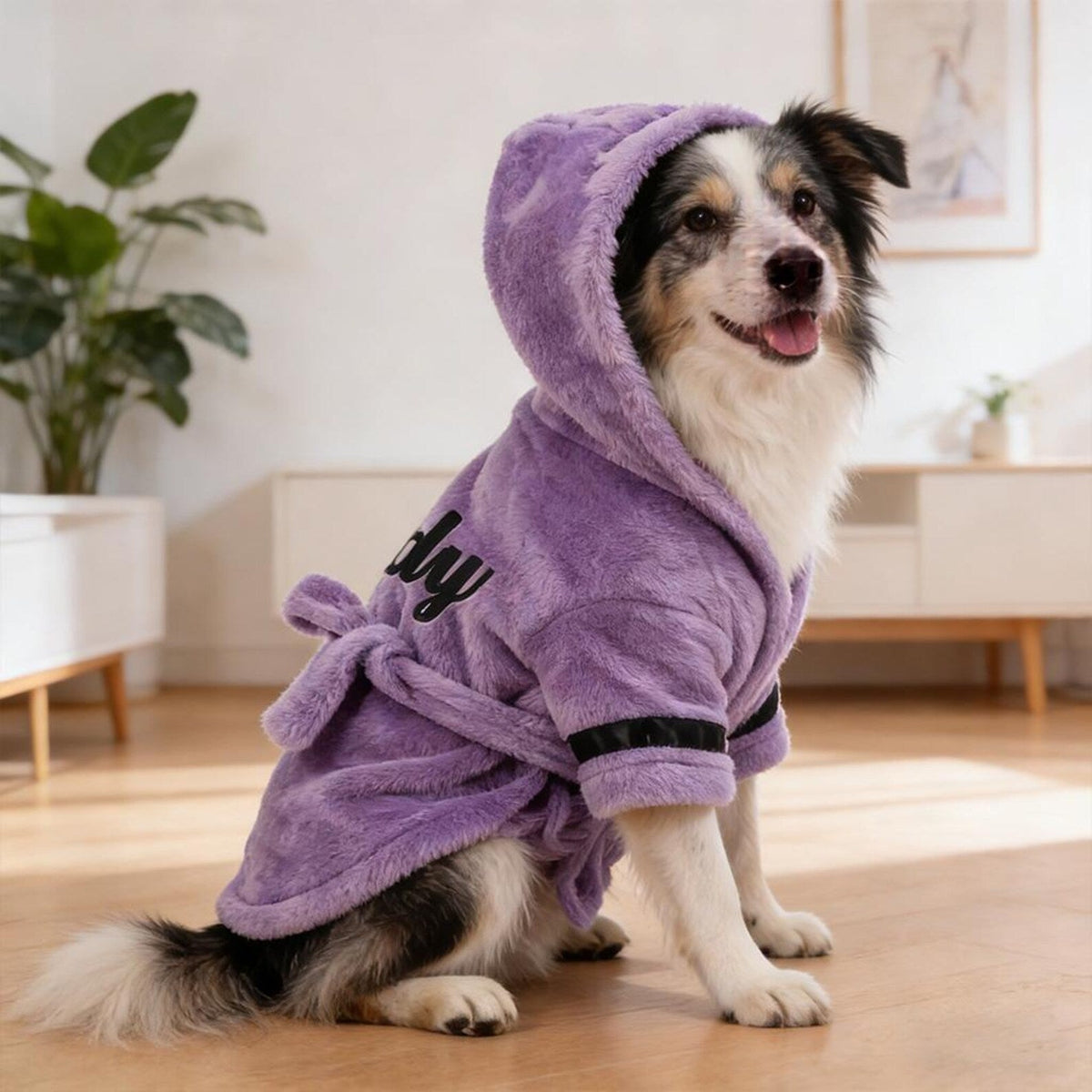 Personalized Dog Bathrobe, Custom Name Embroidered Pet Robe, Cozy Fleece Dog Towel
