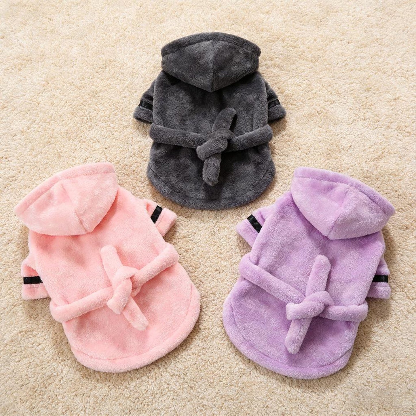 Personalized Dog Bathrobe, Custom Name Embroidered Pet Robe, Cozy Fleece Dog Towel