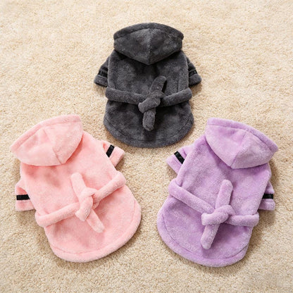 Personalized Dog Bathrobe, Custom Name Embroidered Pet Robe, Cozy Fleece Dog Towel
