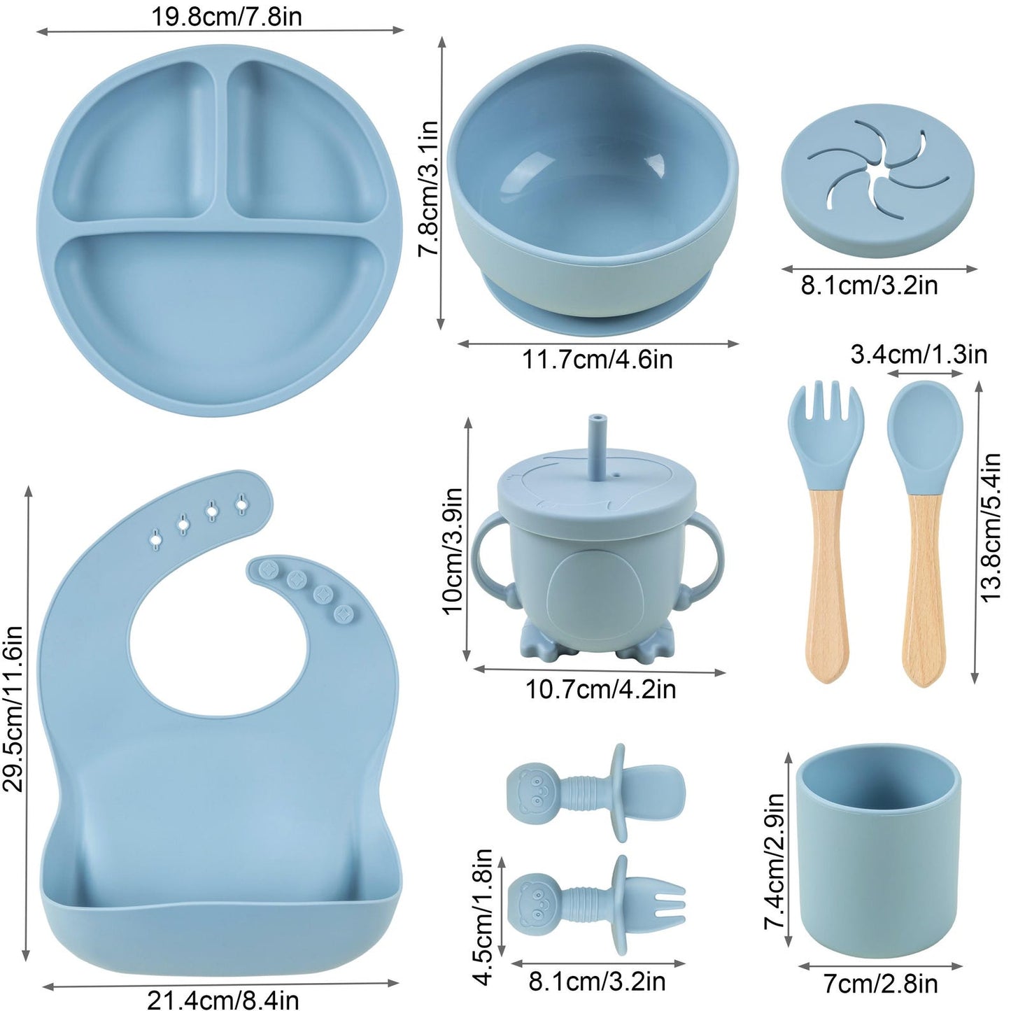 Engraved Silicone Baby Weaning Set, Custom Feeding Set with Name, Personalized Weaning Set
