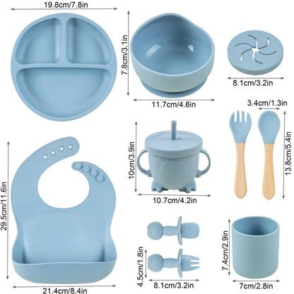 Engraved Silicone Baby Weaning Set, Custom Feeding Set with Name, Personalized Weaning Set
