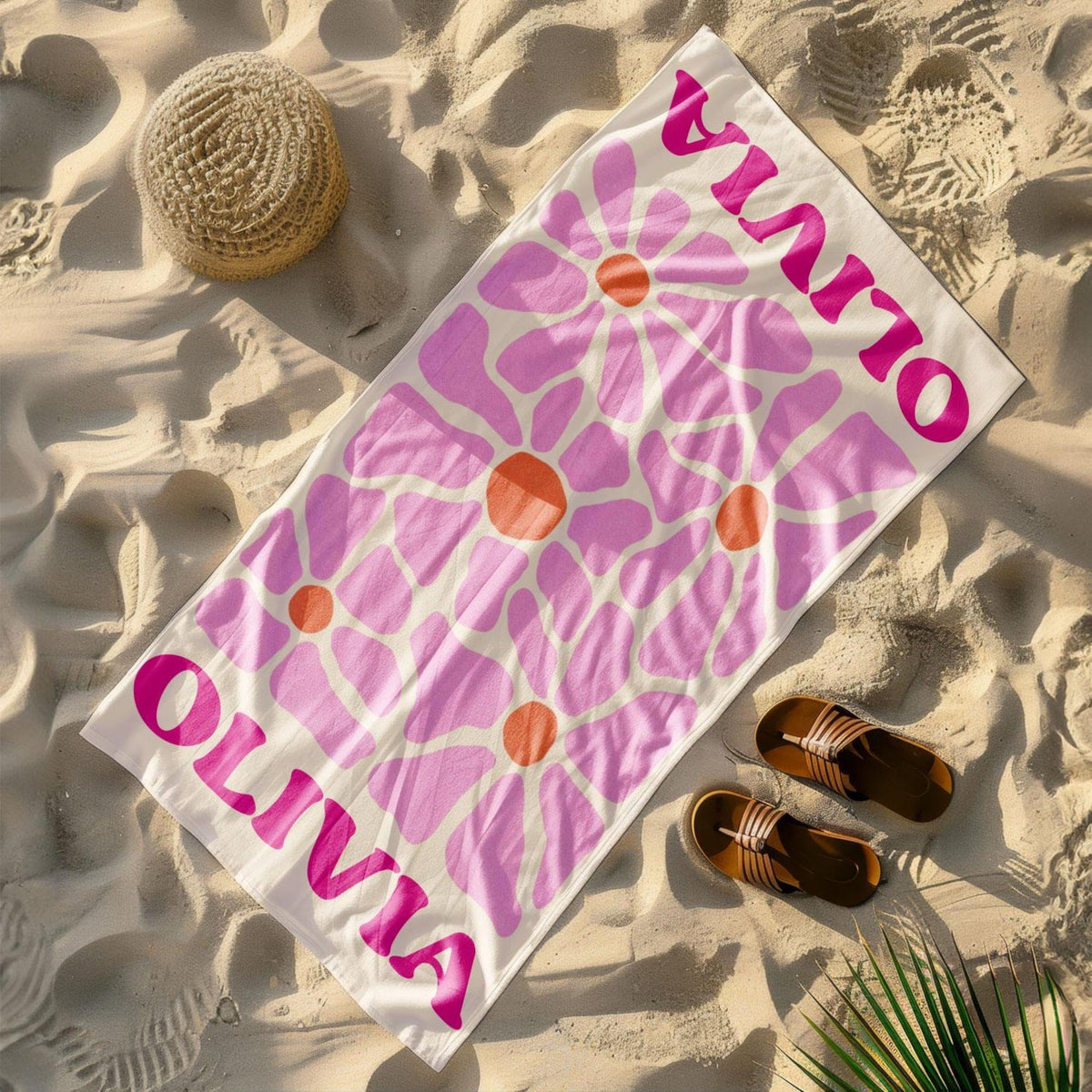 Retro Flower Personalized Beach Towel,Durable Towel for Beach Days