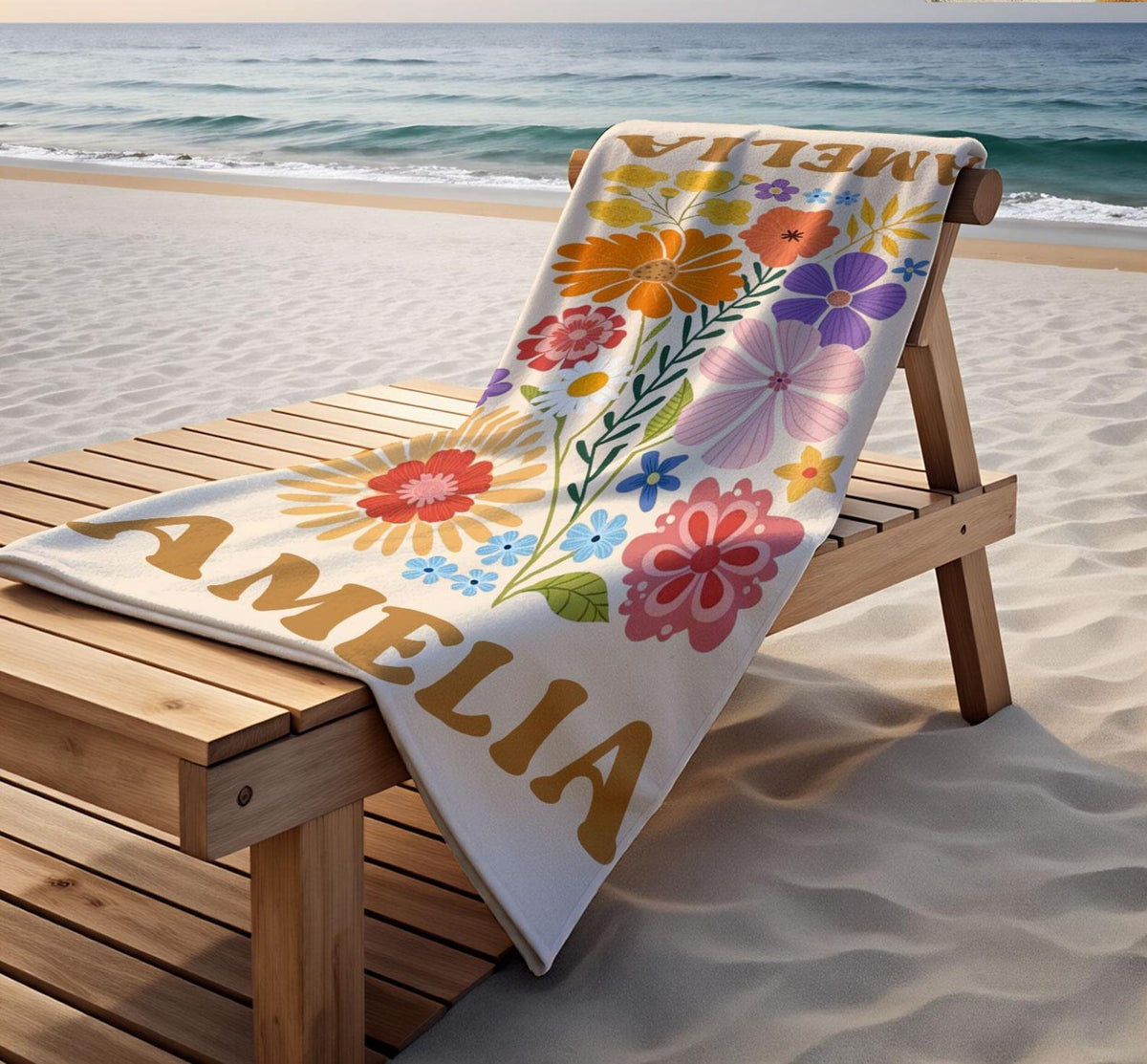 Retro Flower Personalized Beach Towel,Durable Towel for Beach Days
