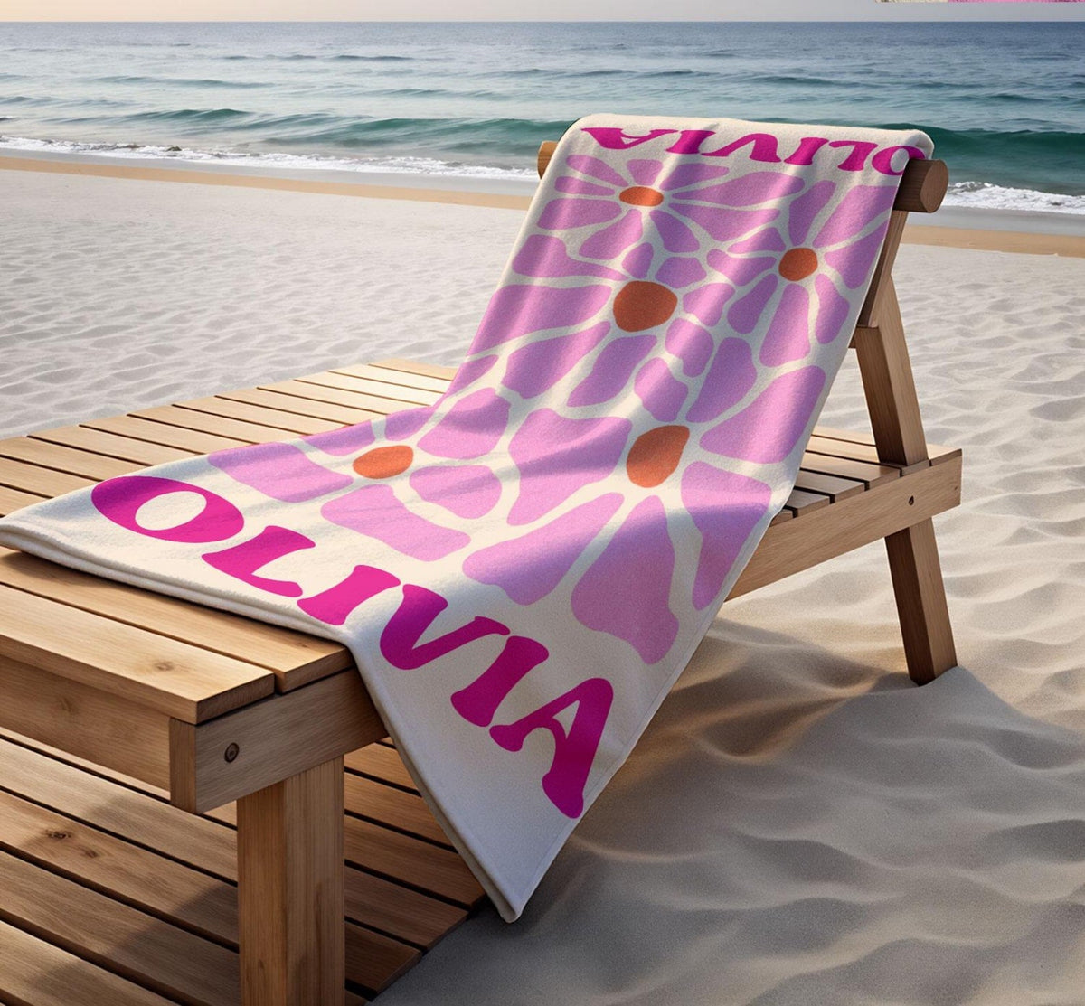Retro Flower Personalized Beach Towel,Durable Towel for Beach Days