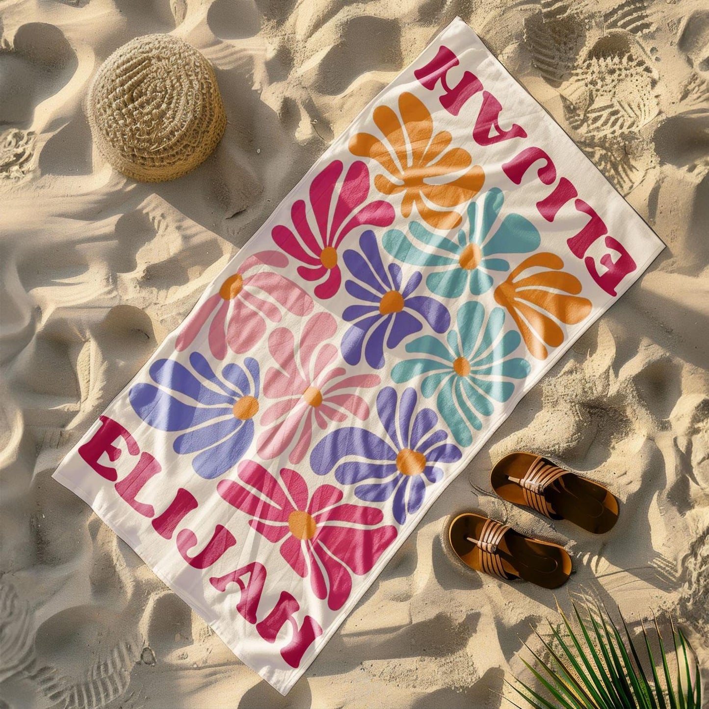 Retro Flower Personalized Beach Towel,Durable Towel for Beach Days