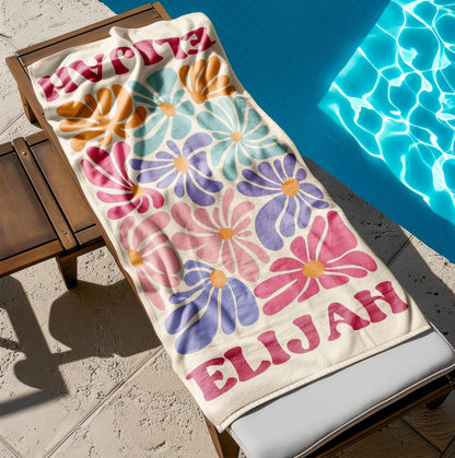 Retro Flower Personalized Beach Towel,Durable Towel for Beach Days