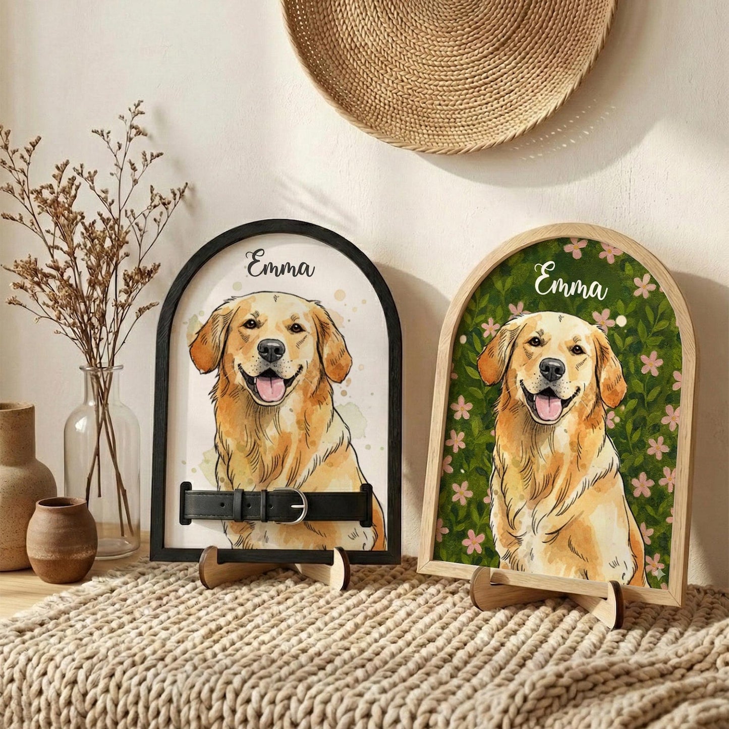 Custom Watercolor Pet Collar Sign| Loss of Dog, Cat Gift| Pet Collar Holder Using