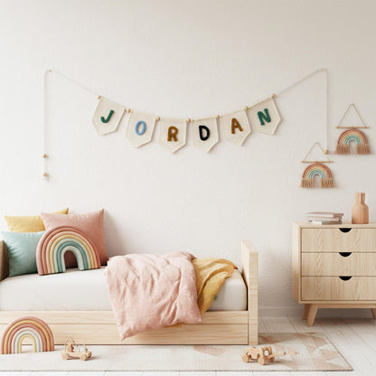 Personalized Yarn Letter Canvas Banner, Handmade Nursery Decor