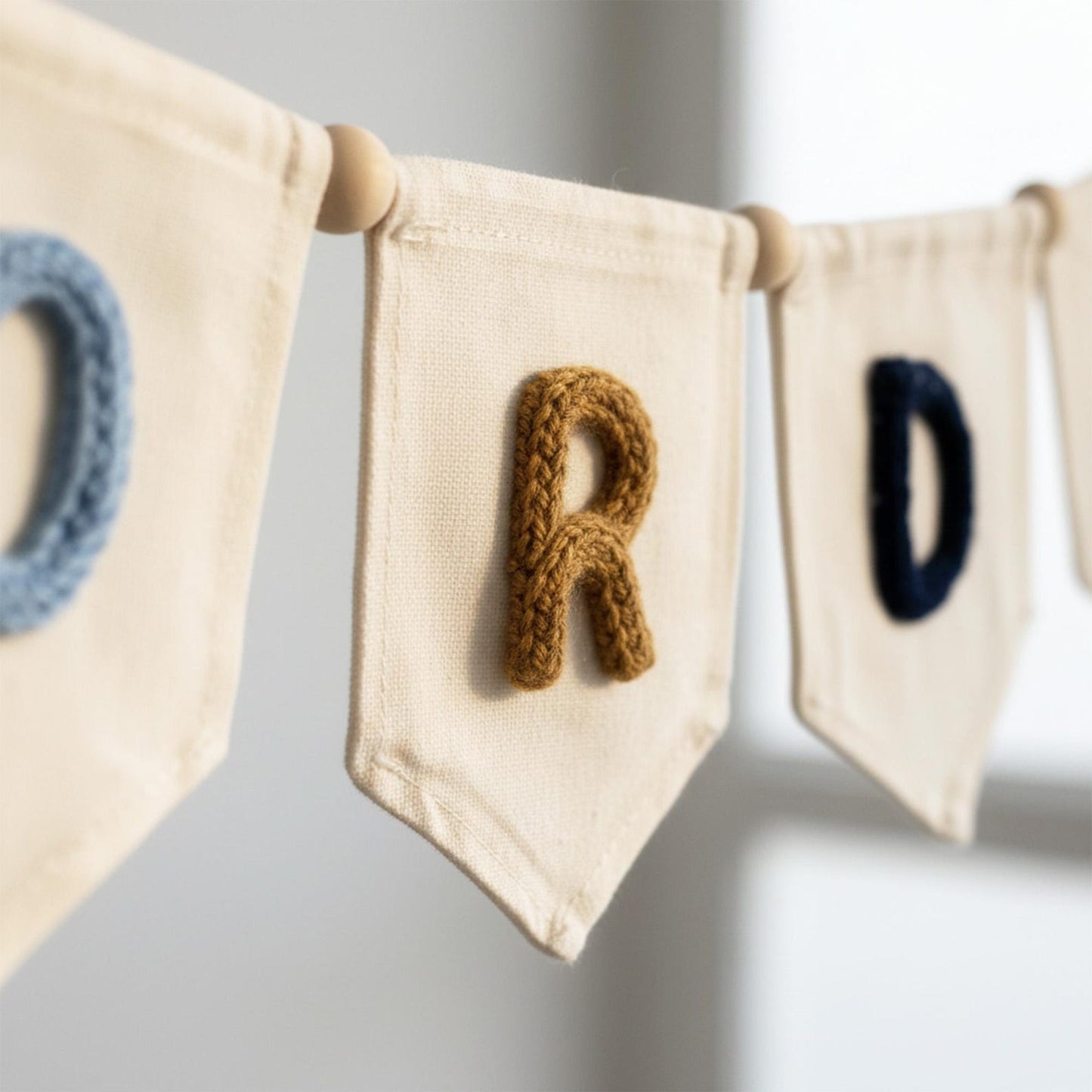 Personalized Yarn Letter Canvas Banner, Handmade Nursery Decor