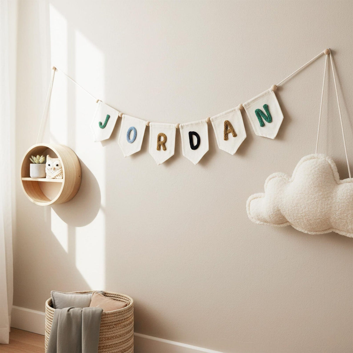 Personalized Yarn Letter Canvas Banner, Handmade Nursery Decor