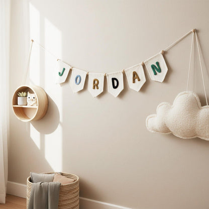 Personalized Yarn Letter Canvas Banner, Handmade Nursery Decor
