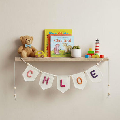 Personalized Yarn Letter Canvas Banner, Handmade Nursery Decor