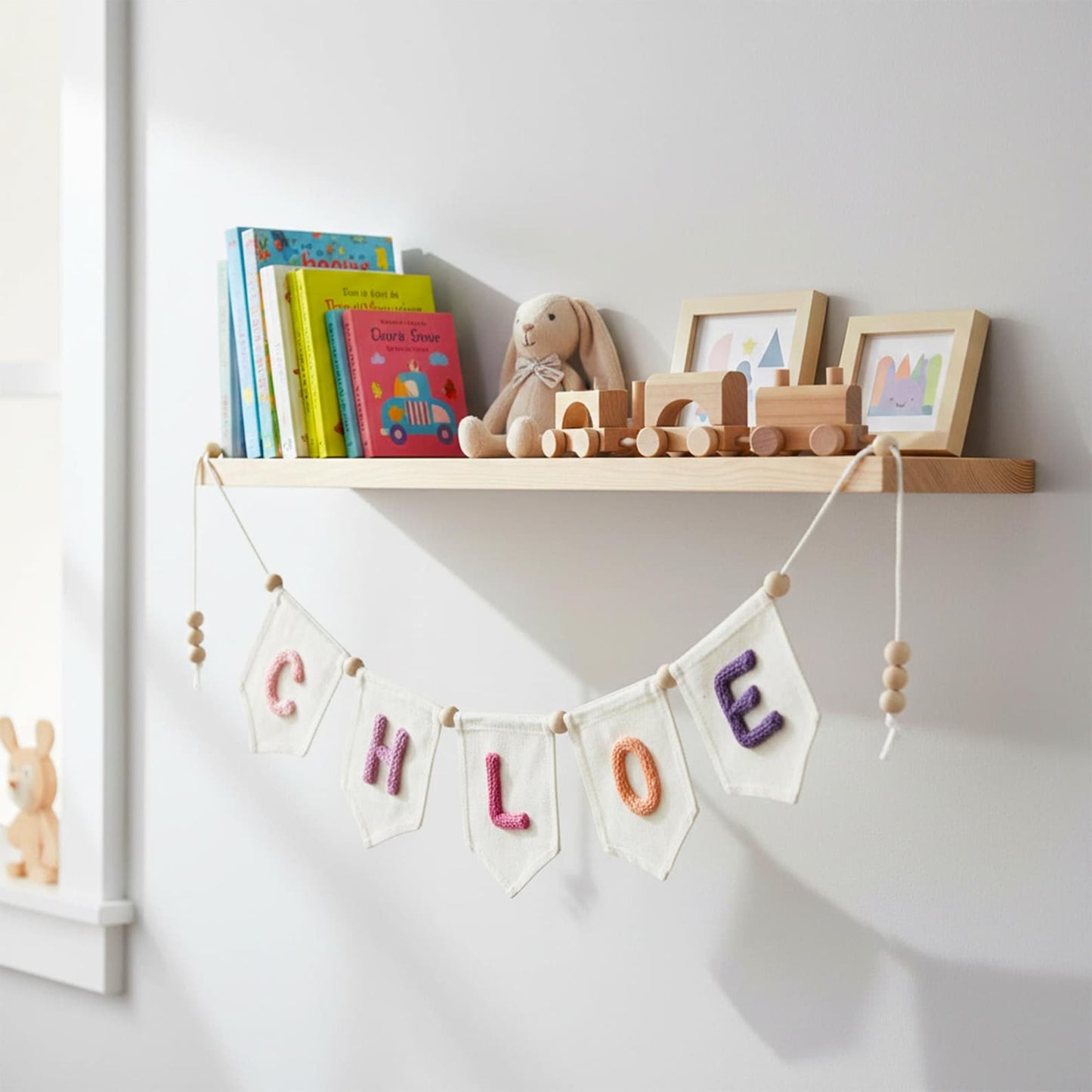 Personalized Yarn Letter Canvas Banner, Handmade Nursery Decor