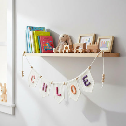 Personalized Yarn Letter Canvas Banner, Handmade Nursery Decor