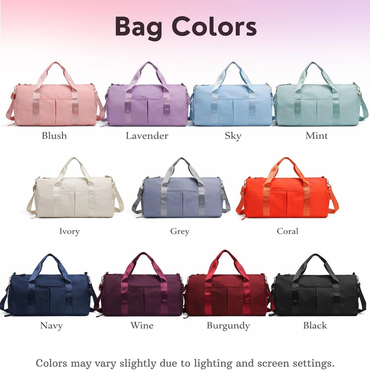 Custom Text Girl Boy Dance Swim Duffel Bag Personalized Name Embroidered School Camp