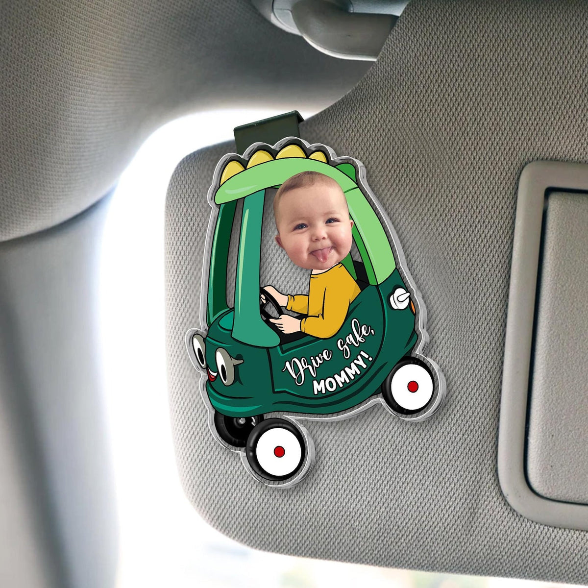 Custom Kids Photo Car Visor Clip: Personalized Fathers Day Gift for Dad,